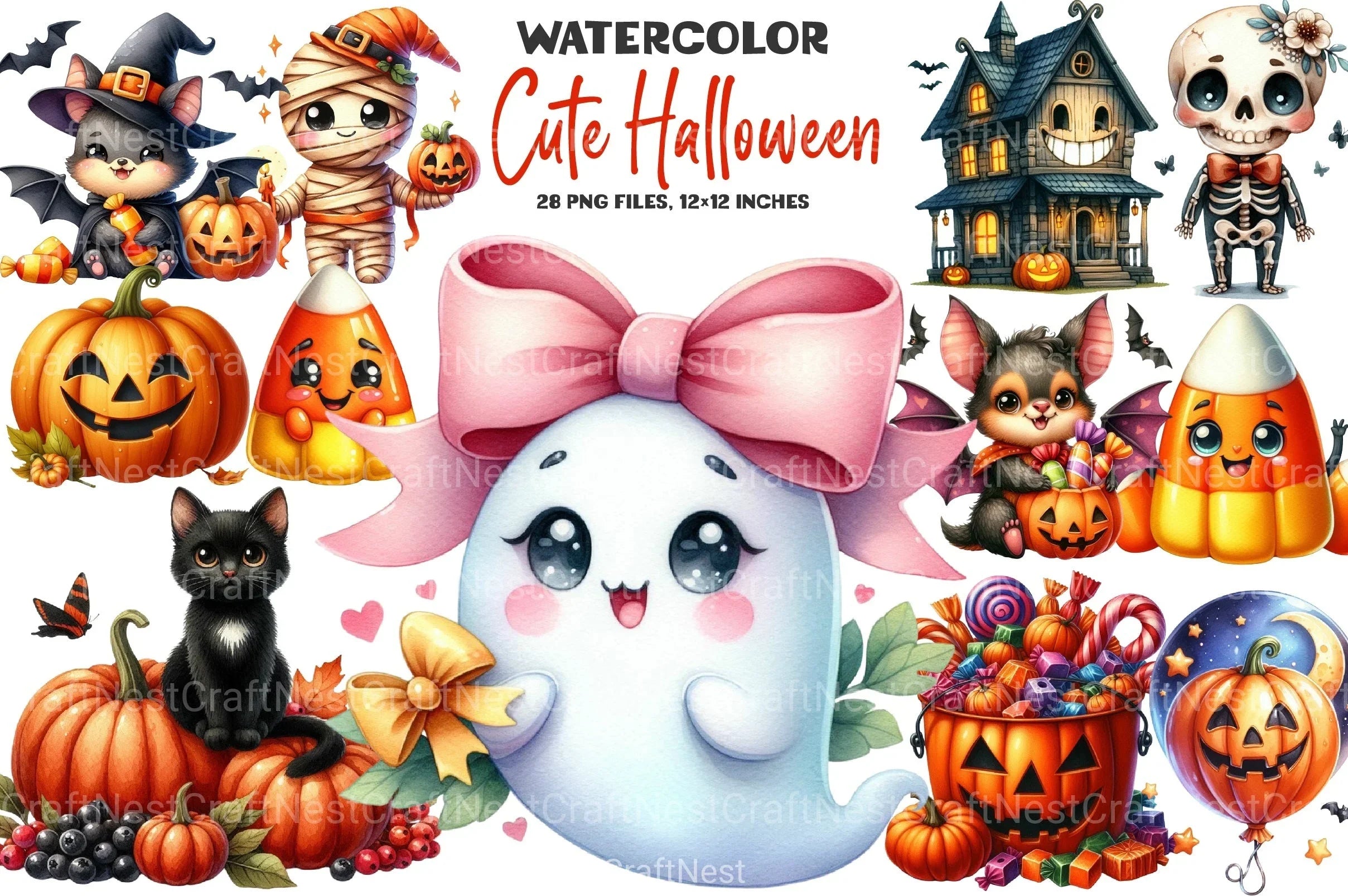 Cute Halloween Clipart Bundle 56 - CraftNest - Digital Crafting and Art