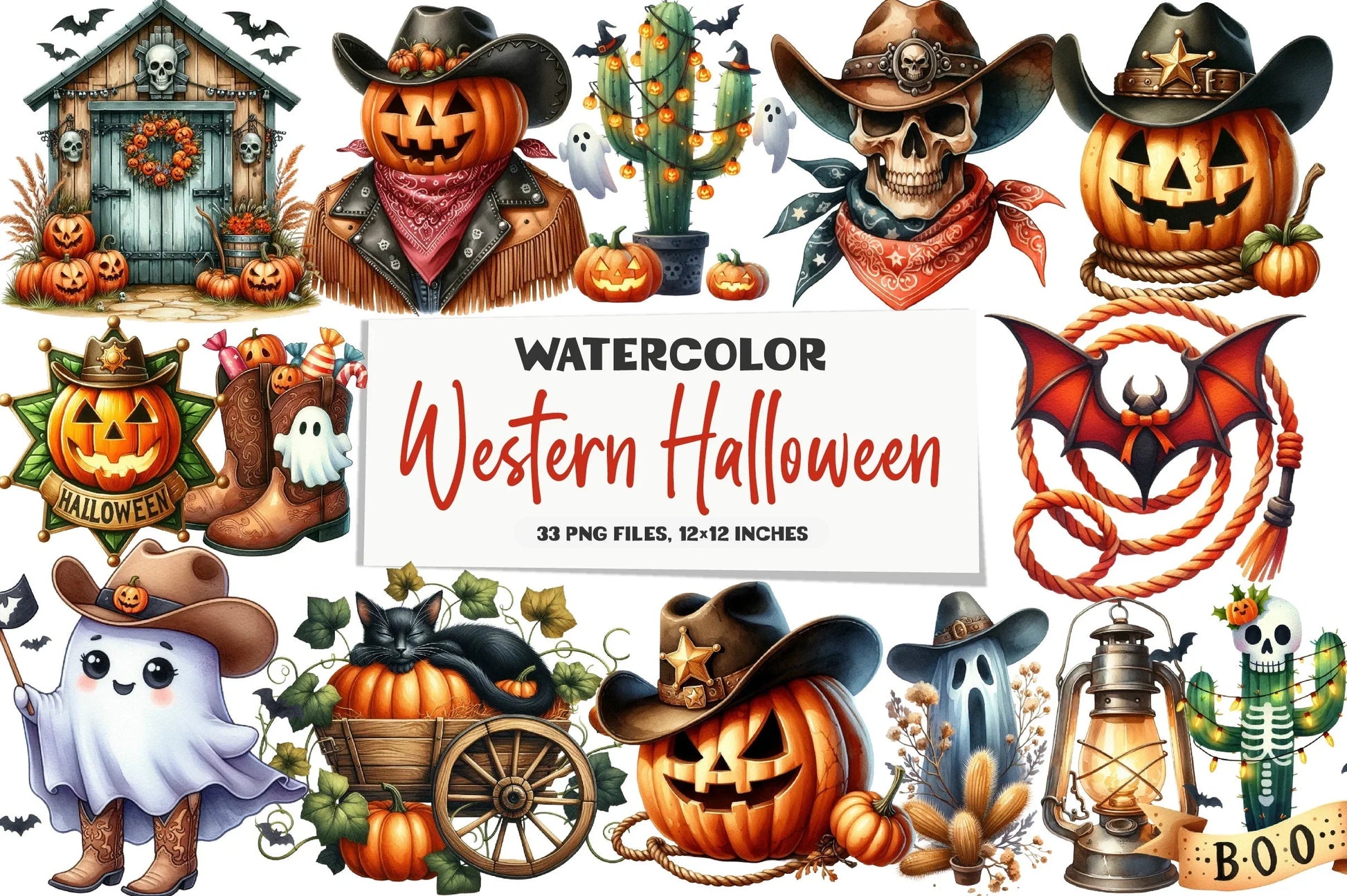 Western Halloween Clipart Bundle - CraftNest - Digital Crafting and Art