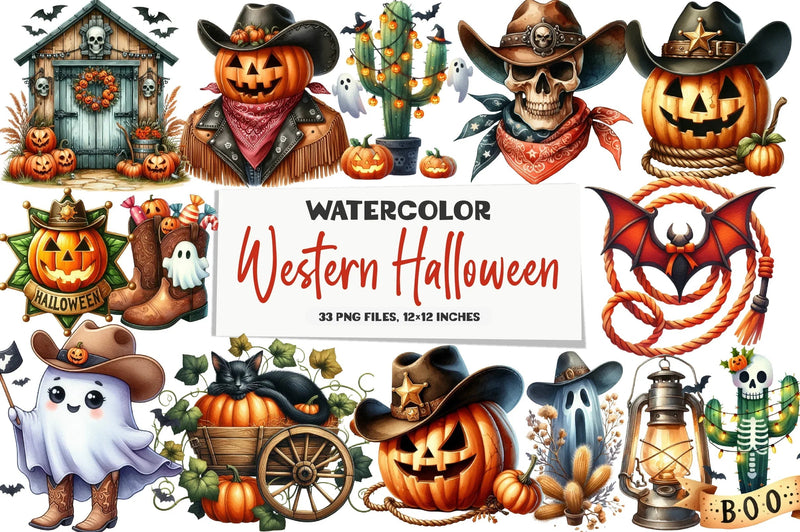 Western Halloween Clipart Bundle - CraftNest - Digital Crafting and Art