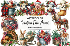 Vintage Christmas Farm Animal Clipart Bundle - CraftNest - Digital Crafting and Art