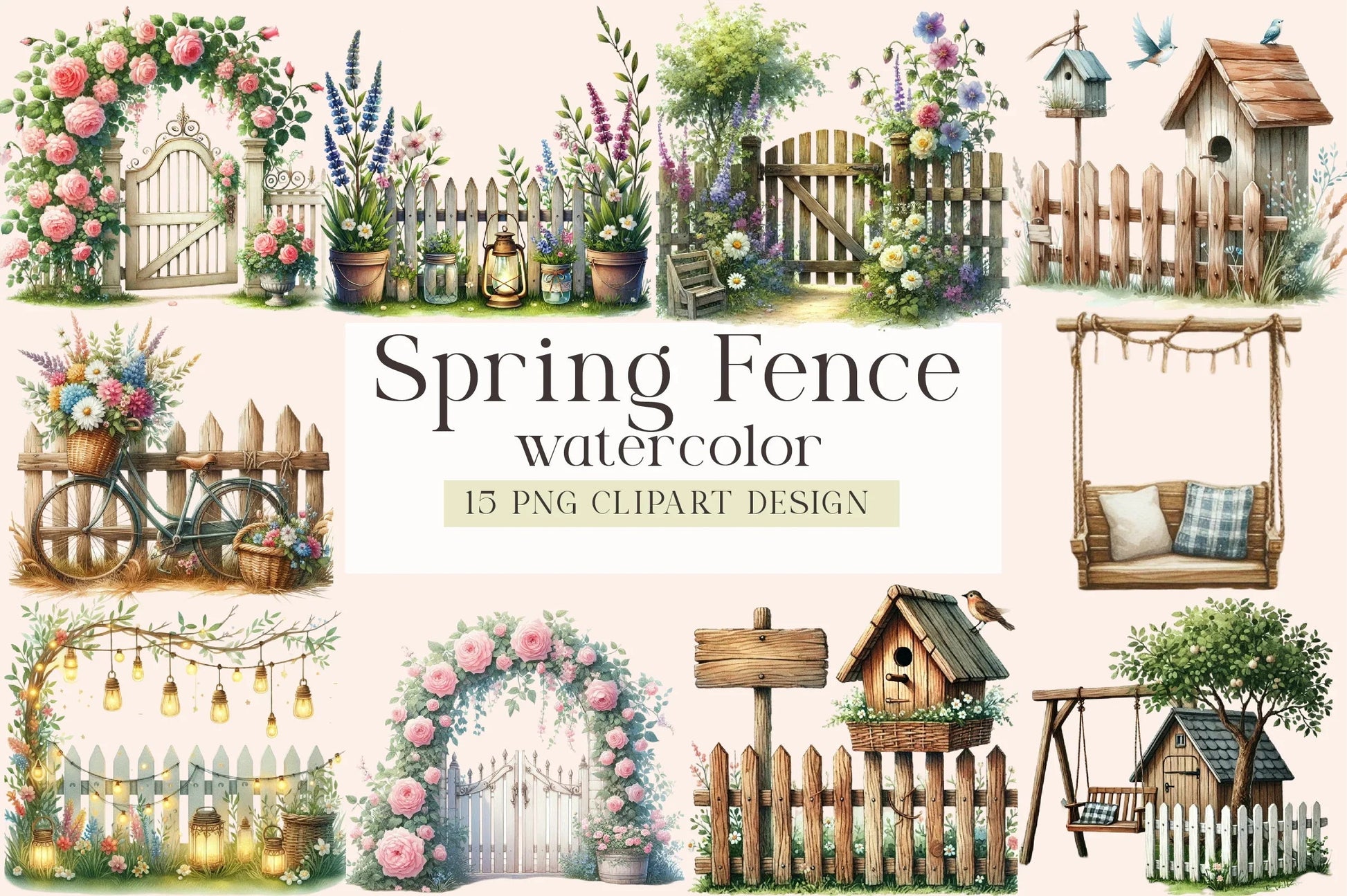 Spring Fence Clipart Bundle - CraftNest - Digital Crafting and Art