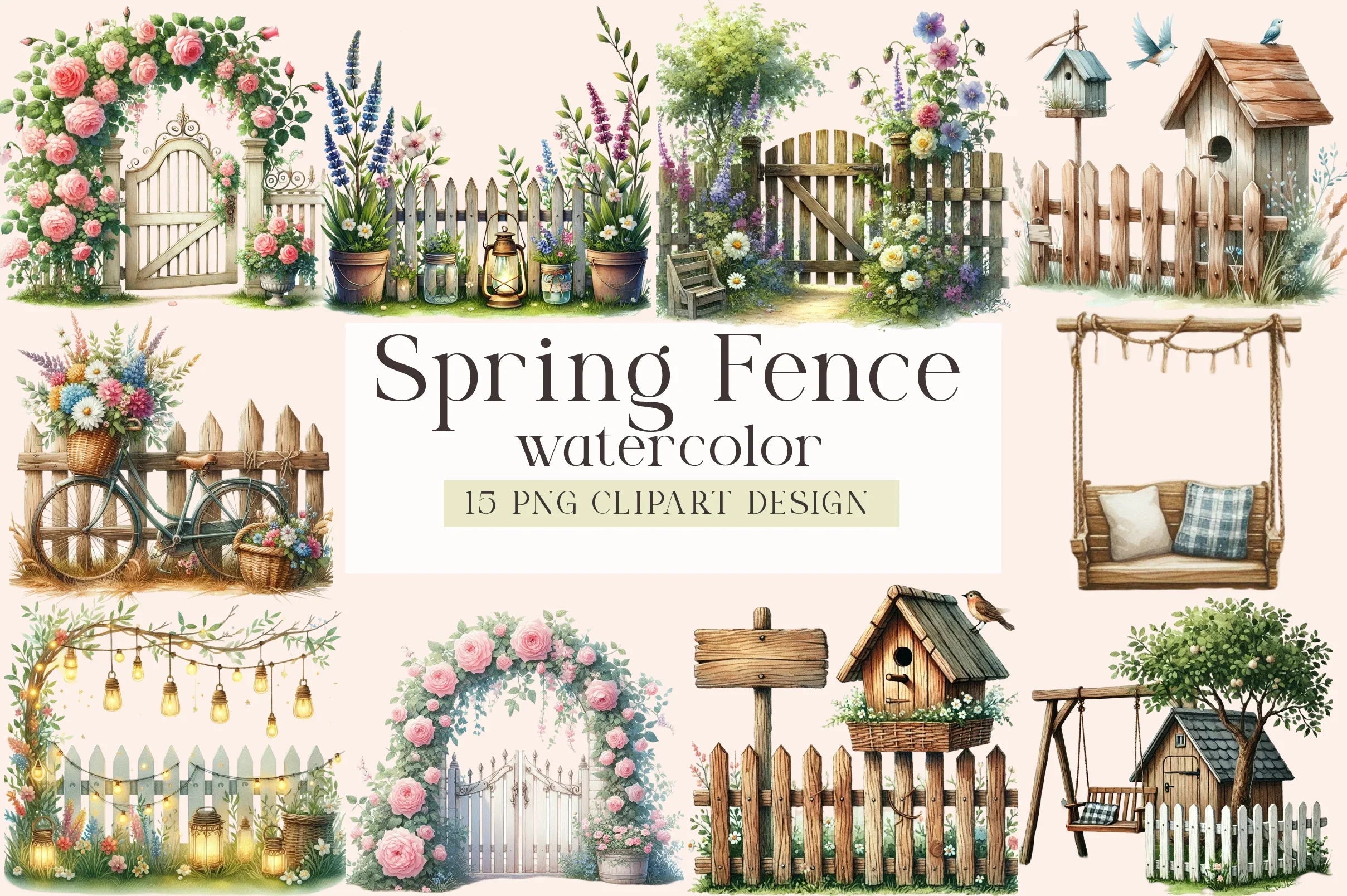 Spring Fence Clipart Bundle - CraftNest - Digital Crafting and Art
