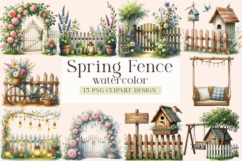 Spring Fence Clipart Bundle - CraftNest - Digital Crafting and Art