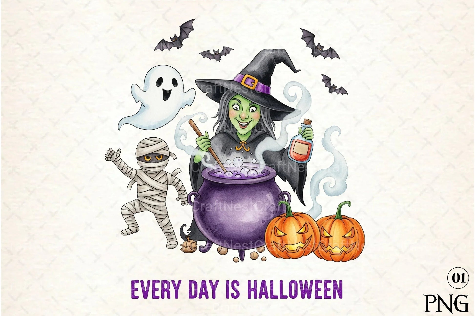 Every Day Is Halloween: Retro Spooky Clipart Bundle - CraftNest - Digital Crafting and Art