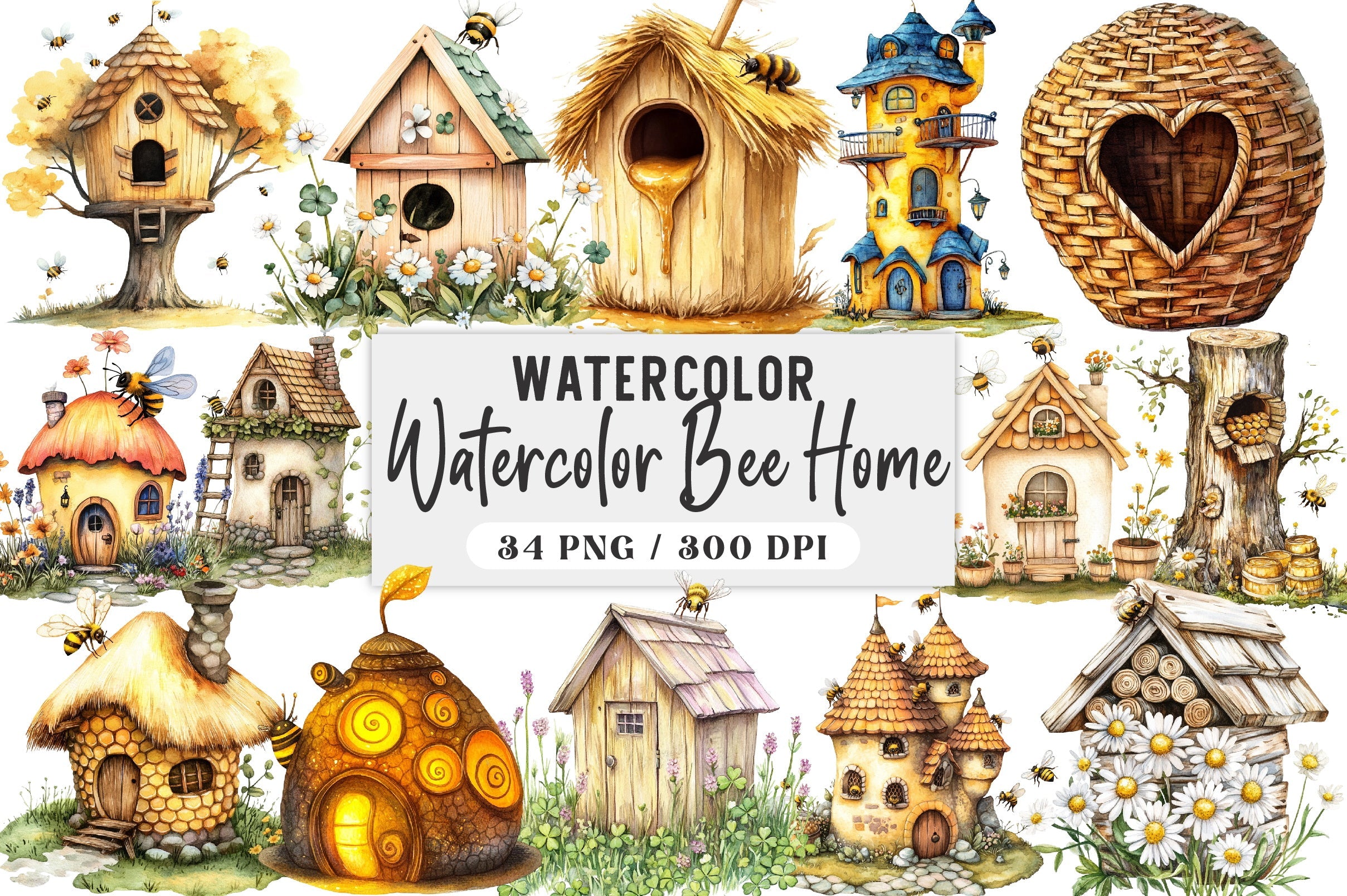 Bee Home Clipart Bundle