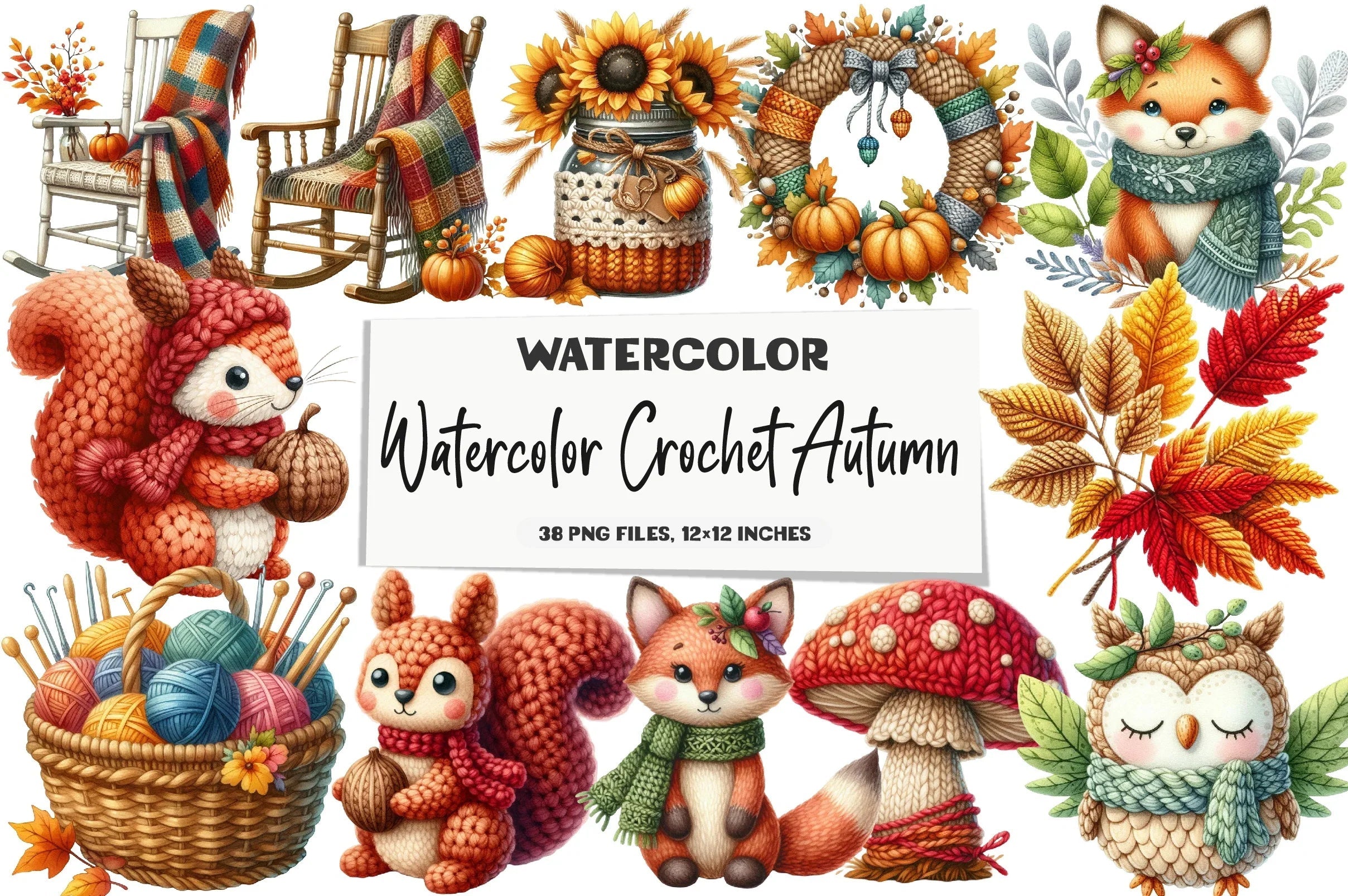 Crochet Autumn Clipart Bundle - CraftNest - Digital Crafting and Art