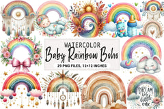 Baby Rainbow Boho Clipart Bundle - CraftNest - Digital Crafting and Art