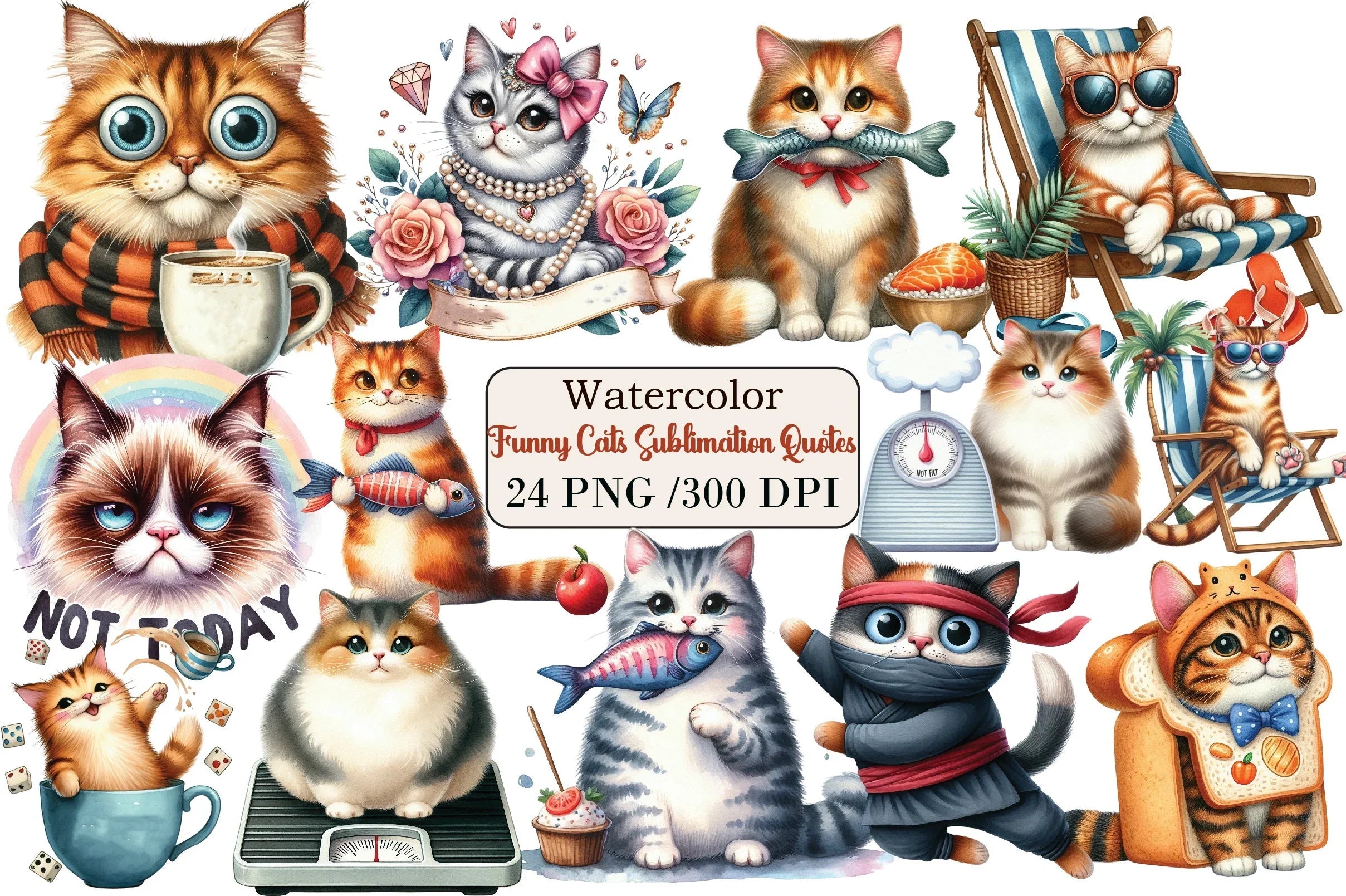 Funny Cat Quotes Clipart Bundle - CraftNest - Digital Crafting and Art