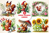 Spring Squirrel Garden Clipart Bundle