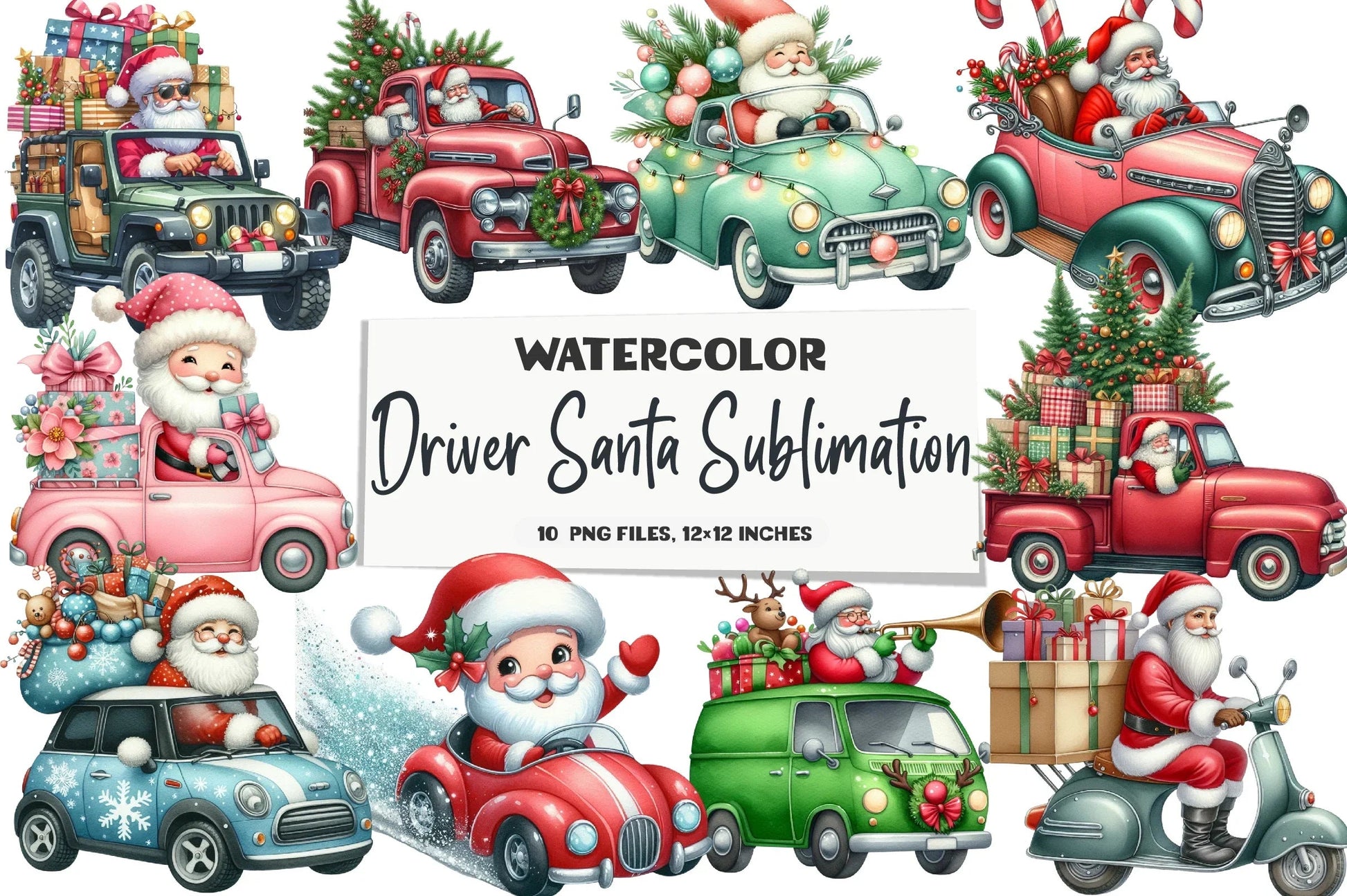 Driver Santa Clipart Bundle - CraftNest - Digital Crafting and Art