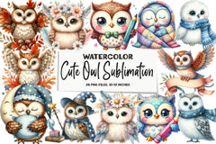 Cute Owl Clipart Bundle - CraftNest - Digital Crafting and Art