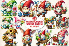 Spring Gnome Clipart Bundle - CraftNest - Digital Crafting and Art