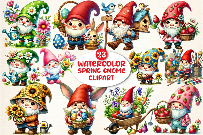 Spring Gnome Clipart Bundle - CraftNest - Digital Crafting and Art