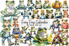Funny Frogs Clipart Bundle - CraftNest - Digital Crafting and Art