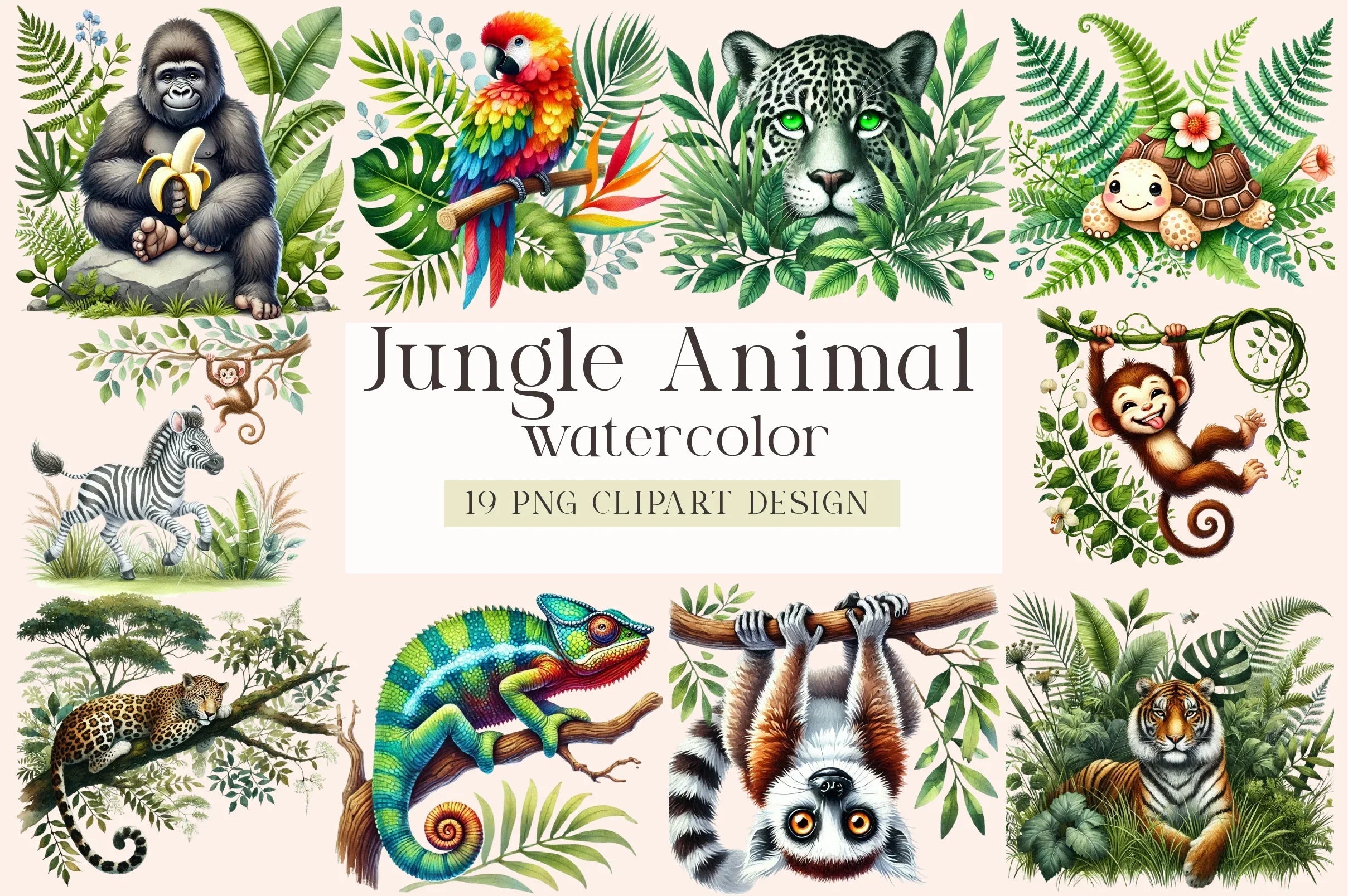 Jungle Animal Clipart Bundle - CraftNest - Digital Crafting and Art