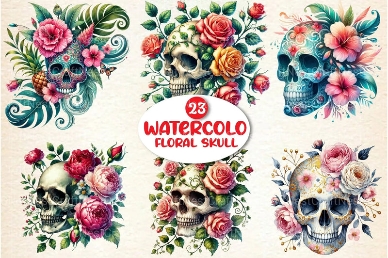 Floral Skull Clipart Bundle - CraftNest - Digital Crafting and Art