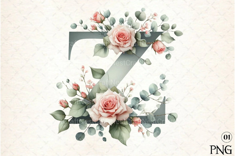 Floral Alphabet Clipart Bundle 17 - CraftNest - Digital Crafting and Art