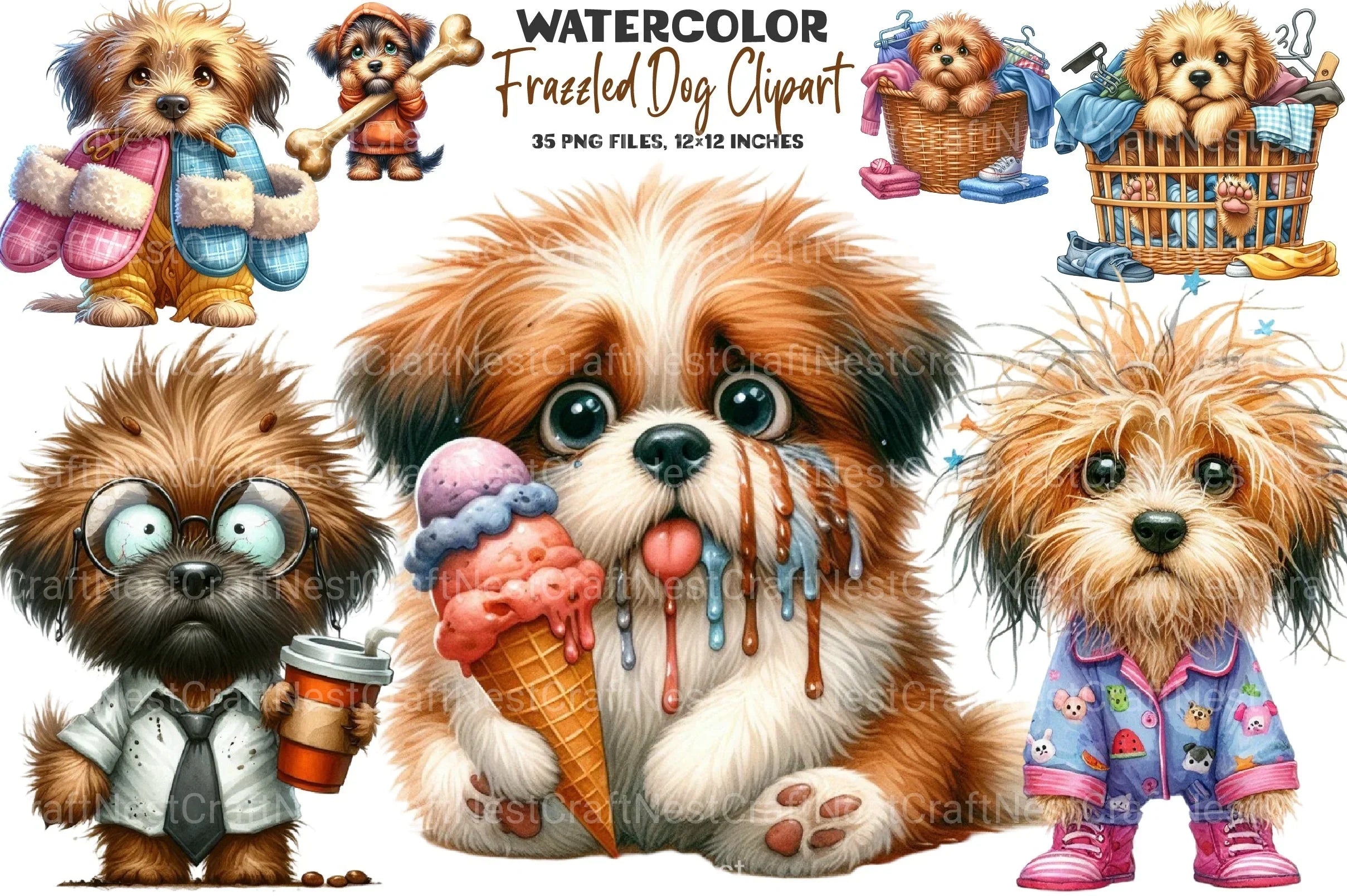 Frazzled Dog Clipart Bundle - CraftNest - Digital Crafting and Art