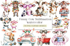 Funny Cow Clipart Bundle - CraftNest - Digital Crafting and Art