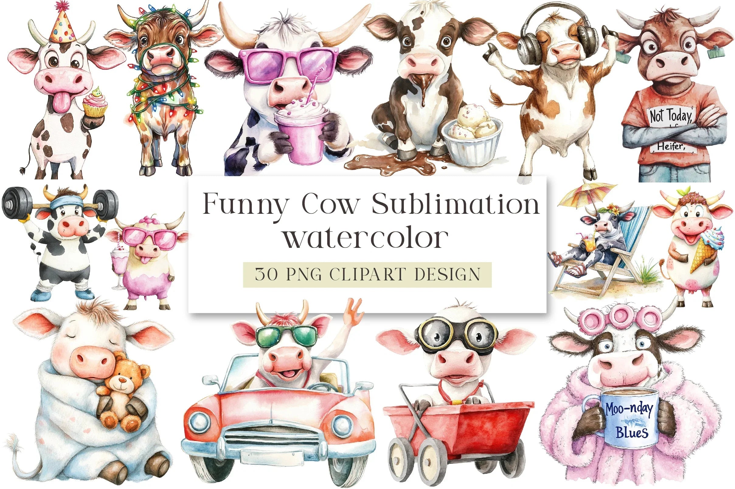 Funny Cow Clipart Bundle - CraftNest - Digital Crafting and Art