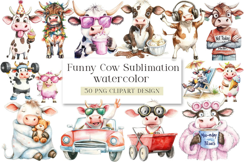 Funny Cow Clipart Bundle - CraftNest - Digital Crafting and Art