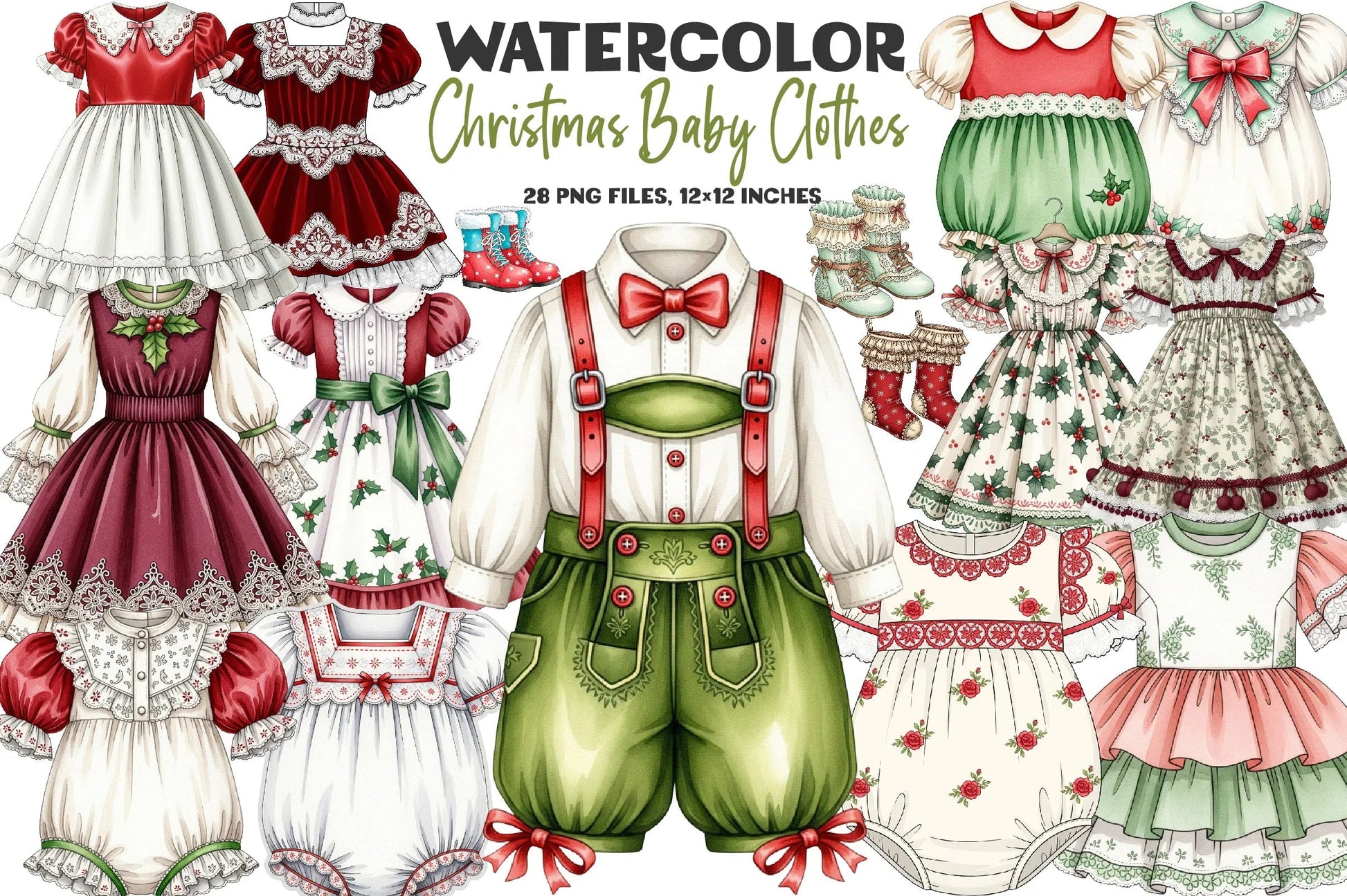 Christmas Baby Clothes Clipart Bundle - CraftNest - Digital Crafting and Art