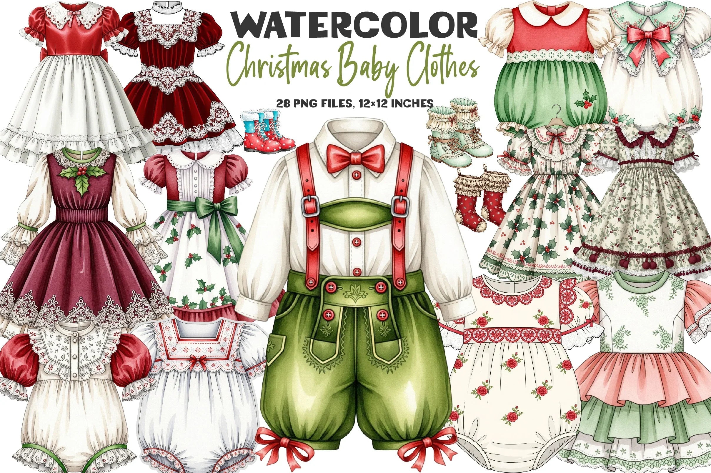 Christmas Baby Clothes Clipart Bundle - CraftNest - Digital Crafting and Art