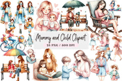 Mommy and Child Clipart Bundle - CraftNest - Digital Crafting and Art