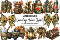 Camouflage Autumn Clipart Bundle - CraftNest - Digital Crafting and Art