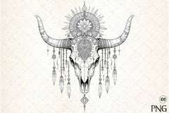Boho Skull Western Design Clipart Bundle - CraftNest - Digital Crafting and Art