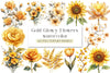 Gold Glowy Flowers Clipart Bundle