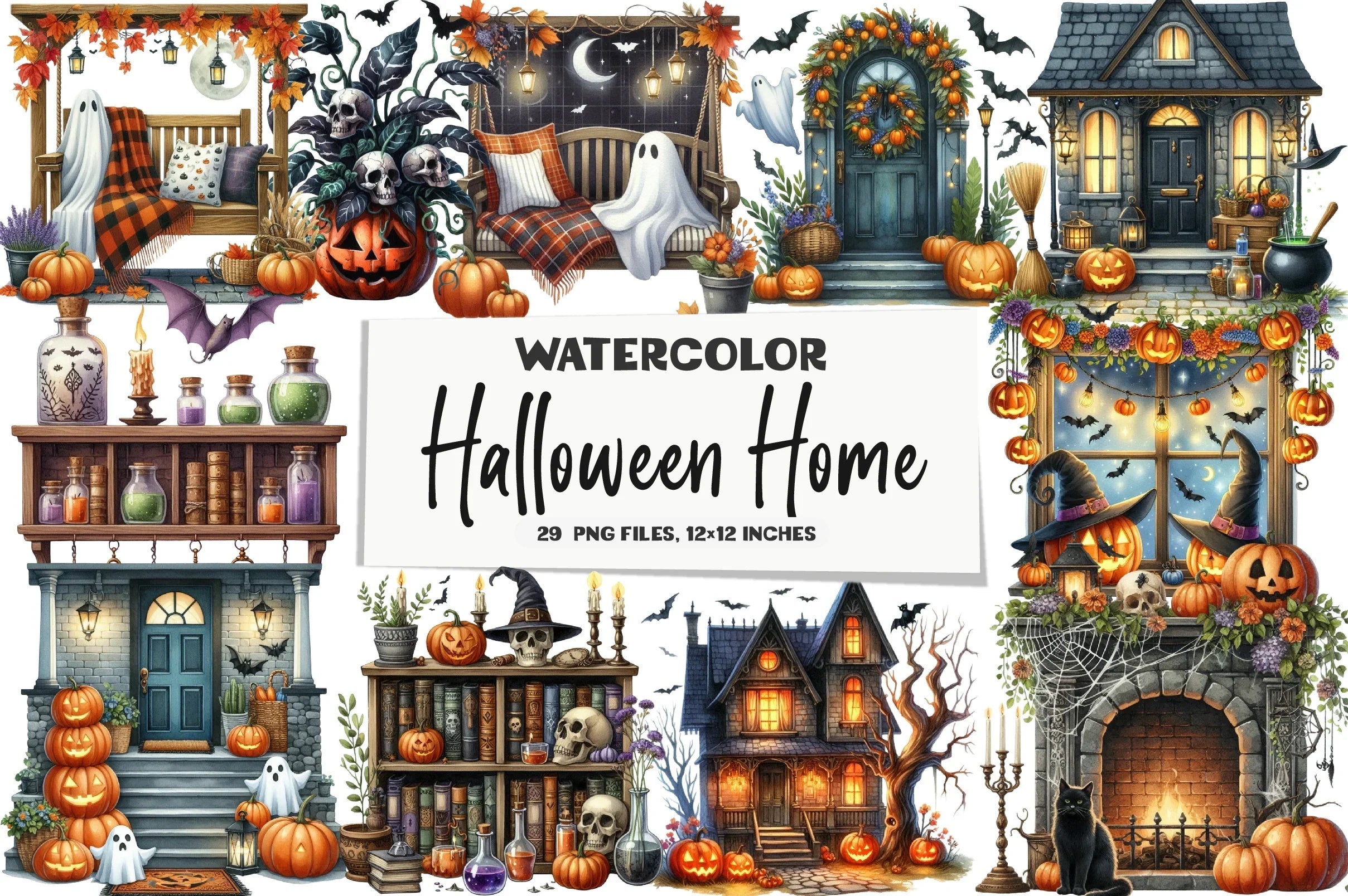 Halloween Home Clipart Bundle - CraftNest - Digital Crafting and Art