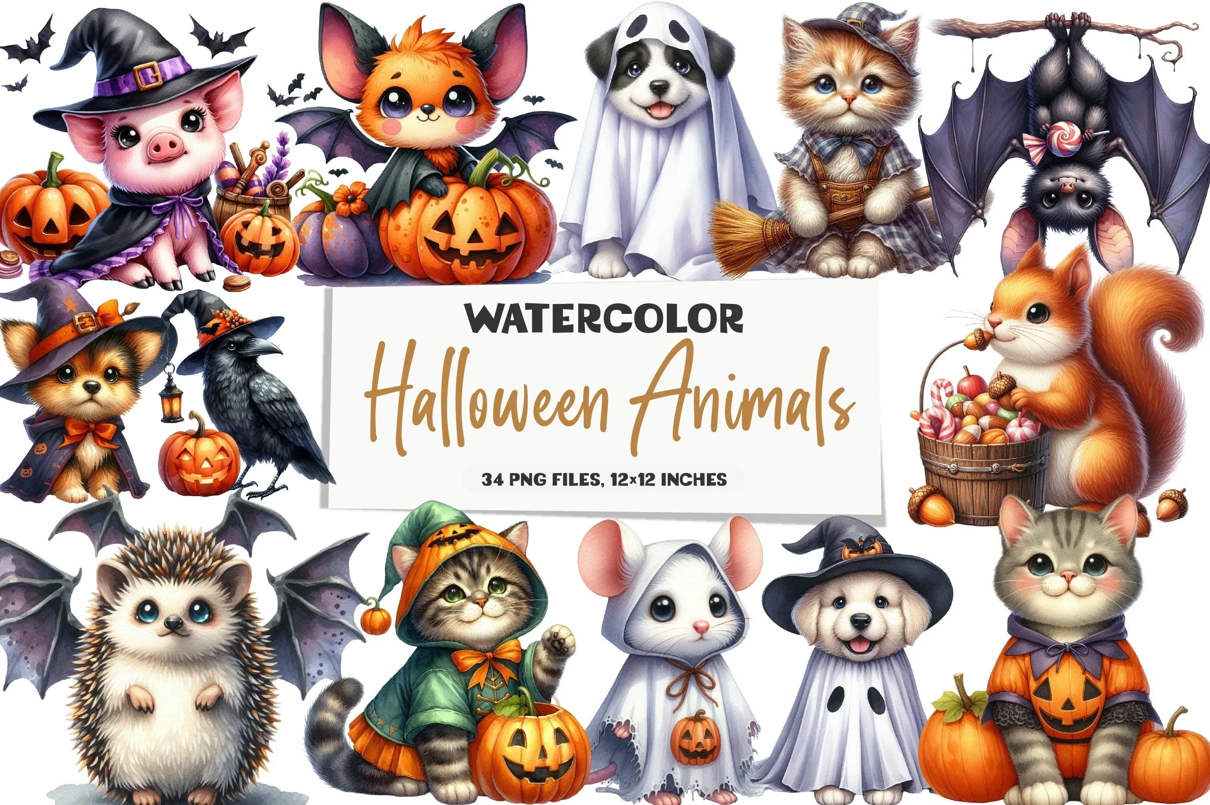 Halloween Animals Clipart Bundle - CraftNest - Digital Crafting and Art