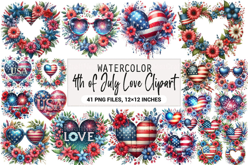 4th of July Love Clipart Bundle 2 - CraftNest - Digital Crafting and Art