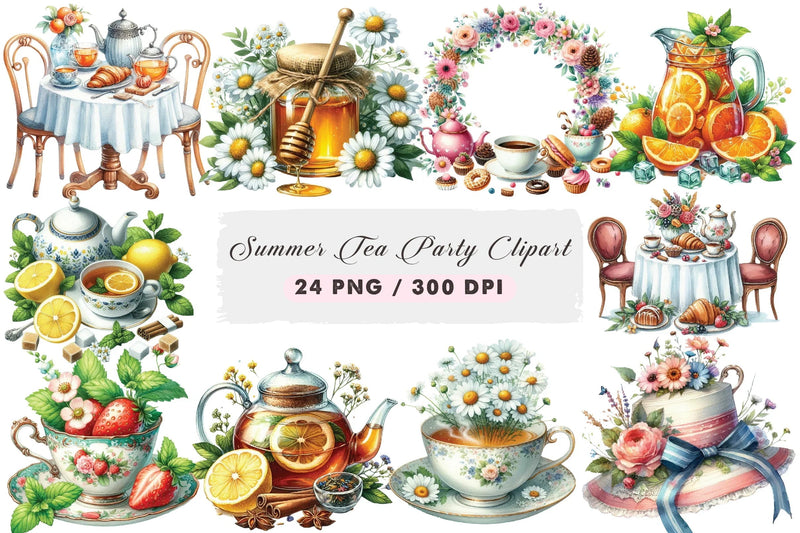 Summer Tea Party Clipart Bundle - CraftNest - Digital Crafting and Art