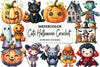 Cute Halloween Crochet Illustrations Clipart Bundle