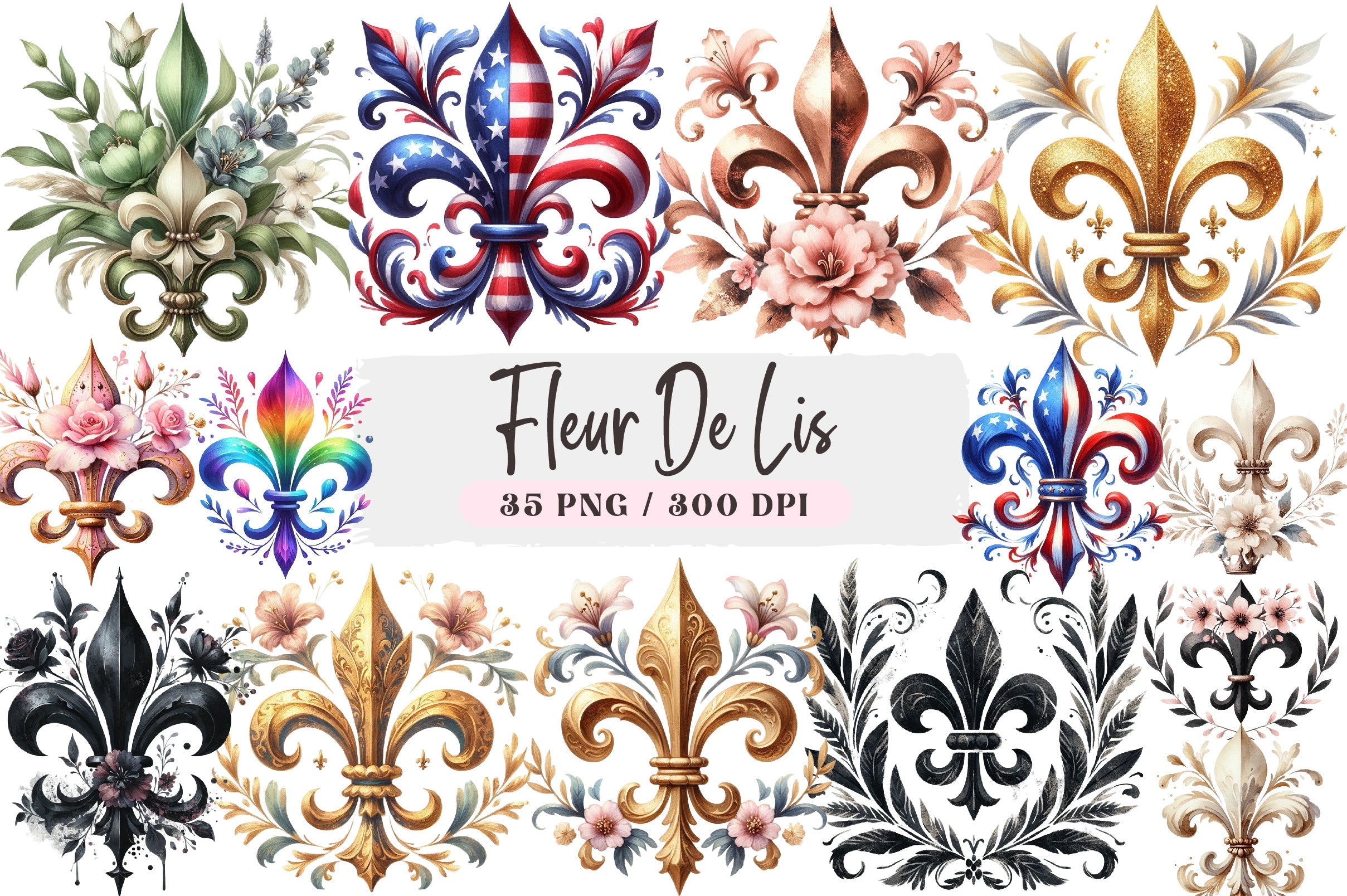 Fleur De Lis Clipart Bundle