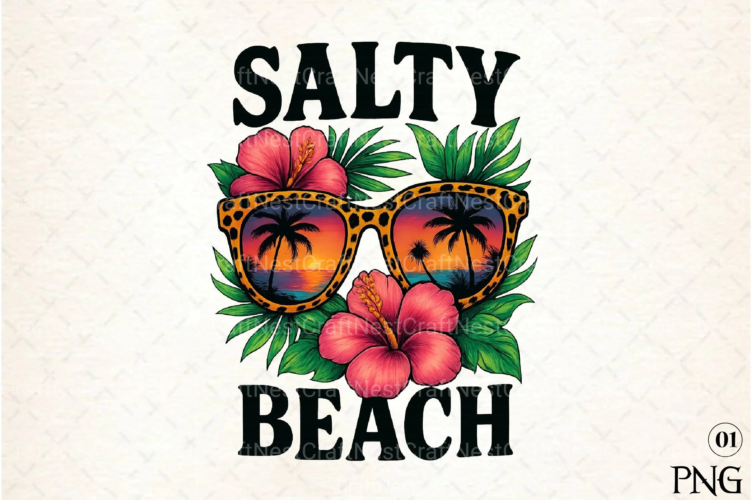 Salty Beach Summer Flowers Clipart Bundle - CraftNest - Digital Crafting and Art