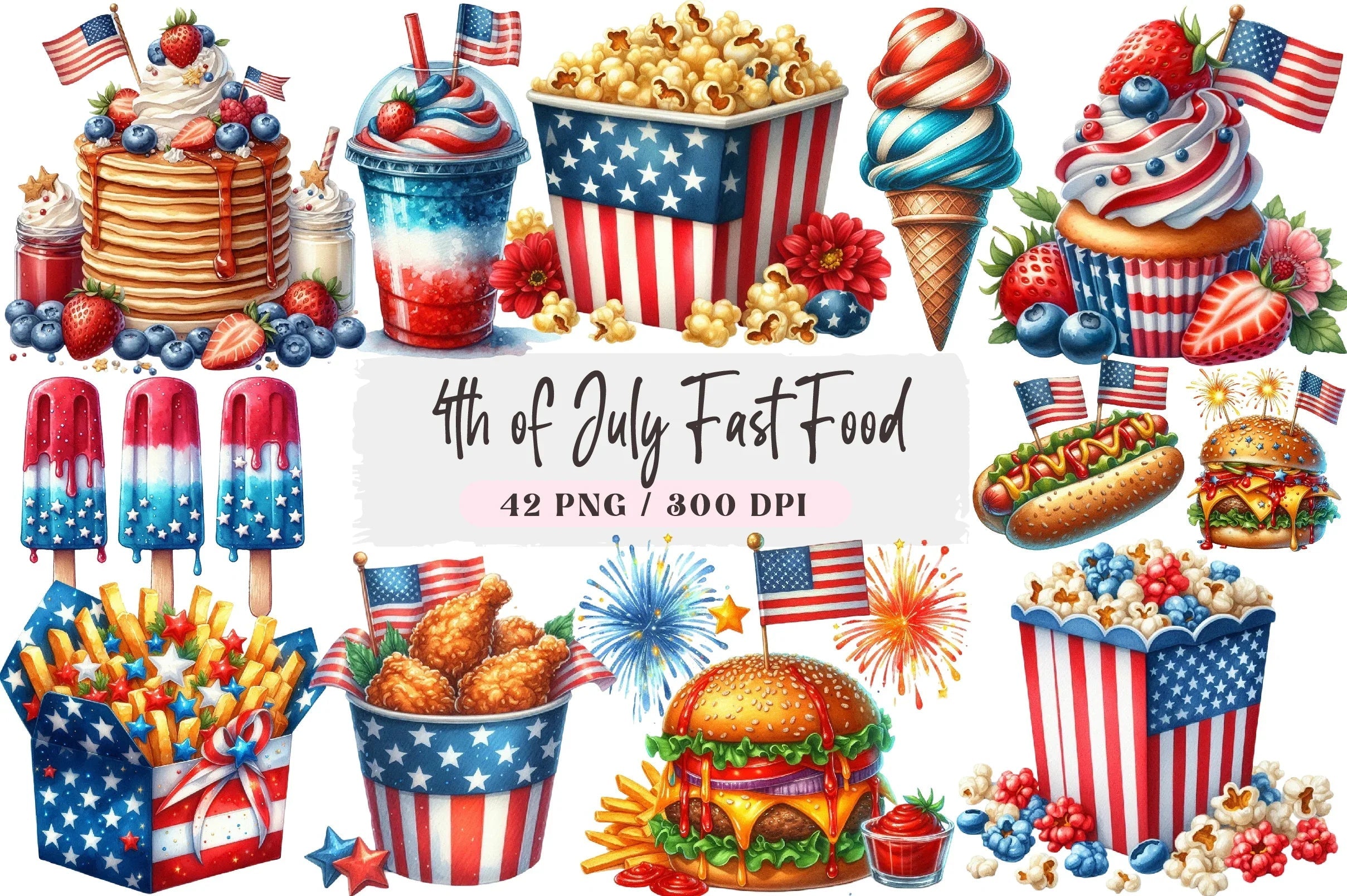 4th of July Fast Food Clipart Bundle - CraftNest - Digital Crafting and Art