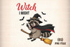 Funny Halloween Raccoon Witch Clipart Bundle