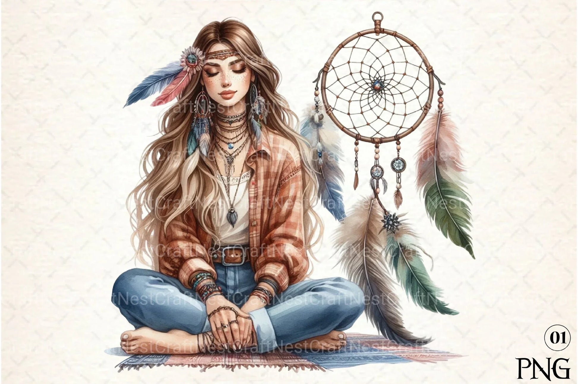 Tribal Boho Girl Clipart Bundle 10 - CraftNest - Digital Crafting and Art