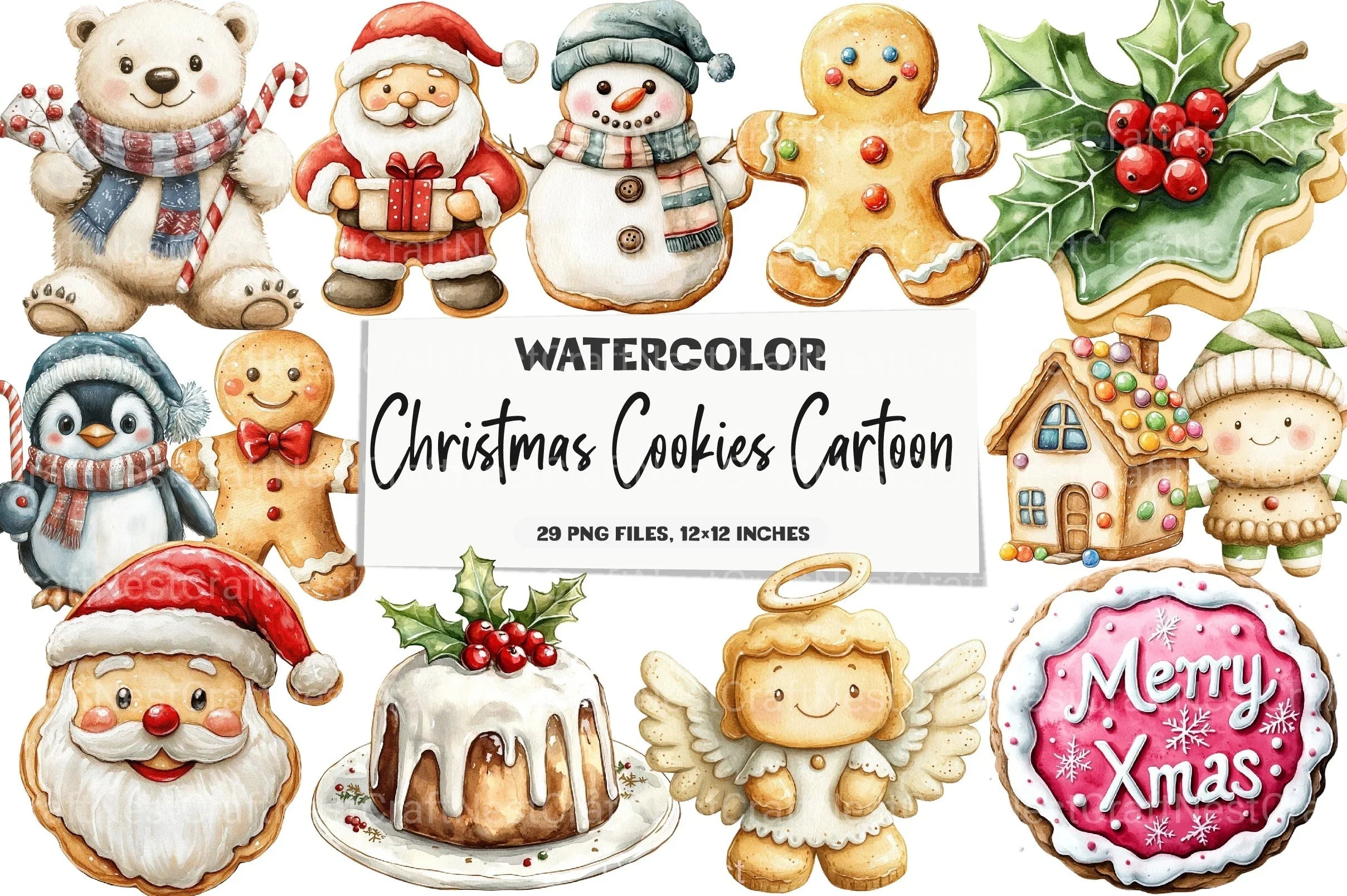 Christmas Cookies Cartoon Clipart Bundle - CraftNest - Digital Crafting and Art