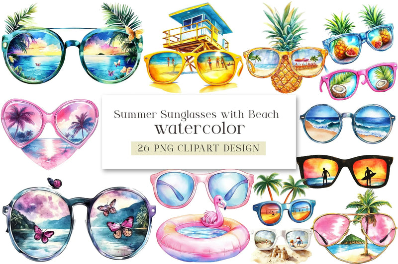 Summer Sunglasses Beach Clipart Bundle - CraftNest - Digital Crafting and Art