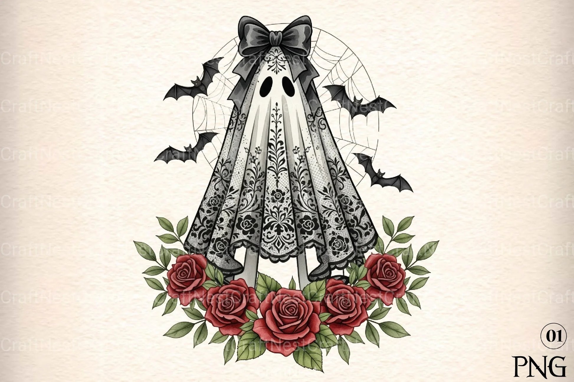 Cute Floral Halloween Lace Ghost Clipart Bundle 1 - CraftNest - Digital Crafting and Art