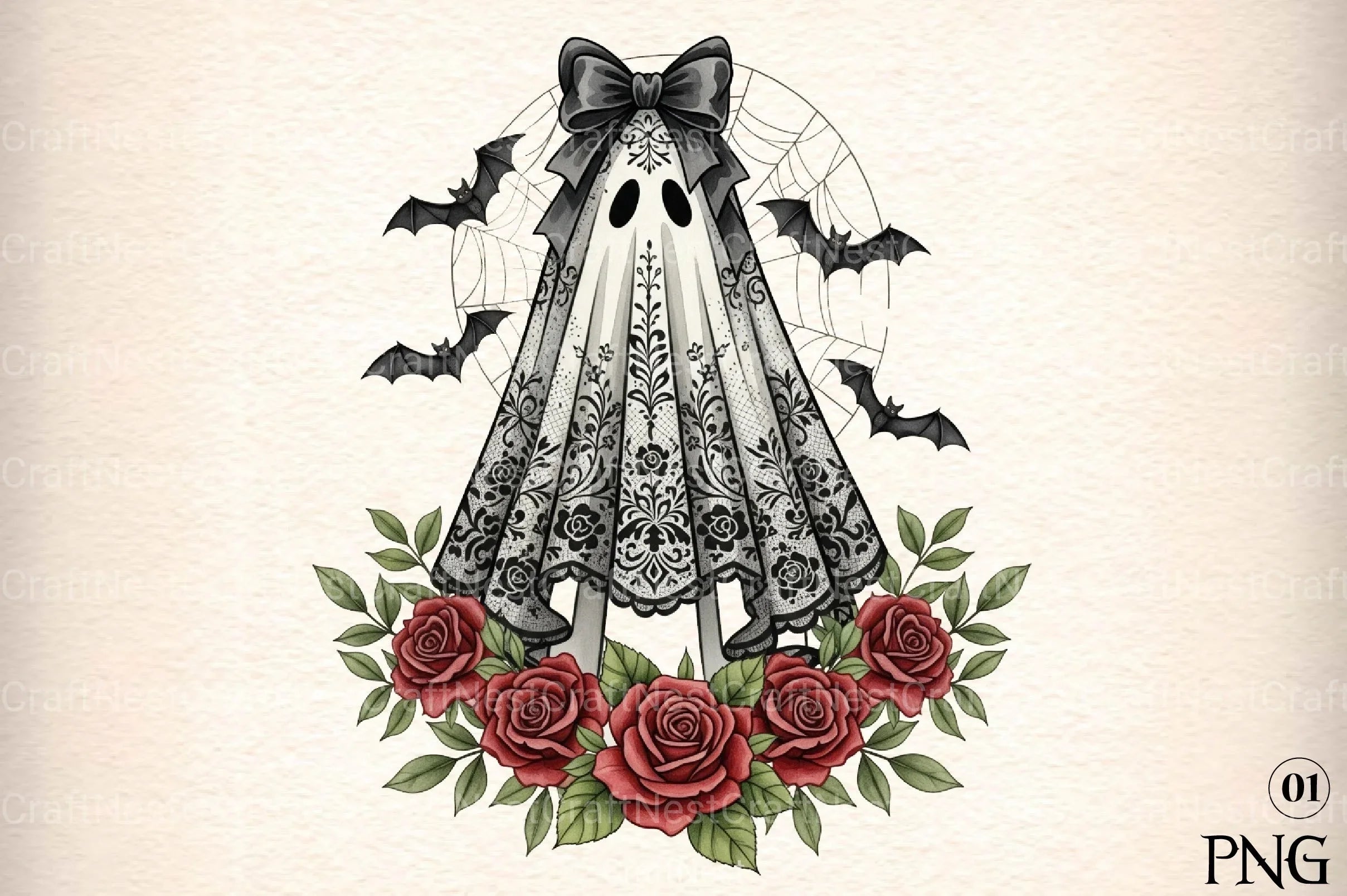 Cute Floral Halloween Lace Ghost Clipart Bundle 1 - CraftNest - Digital Crafting and Art