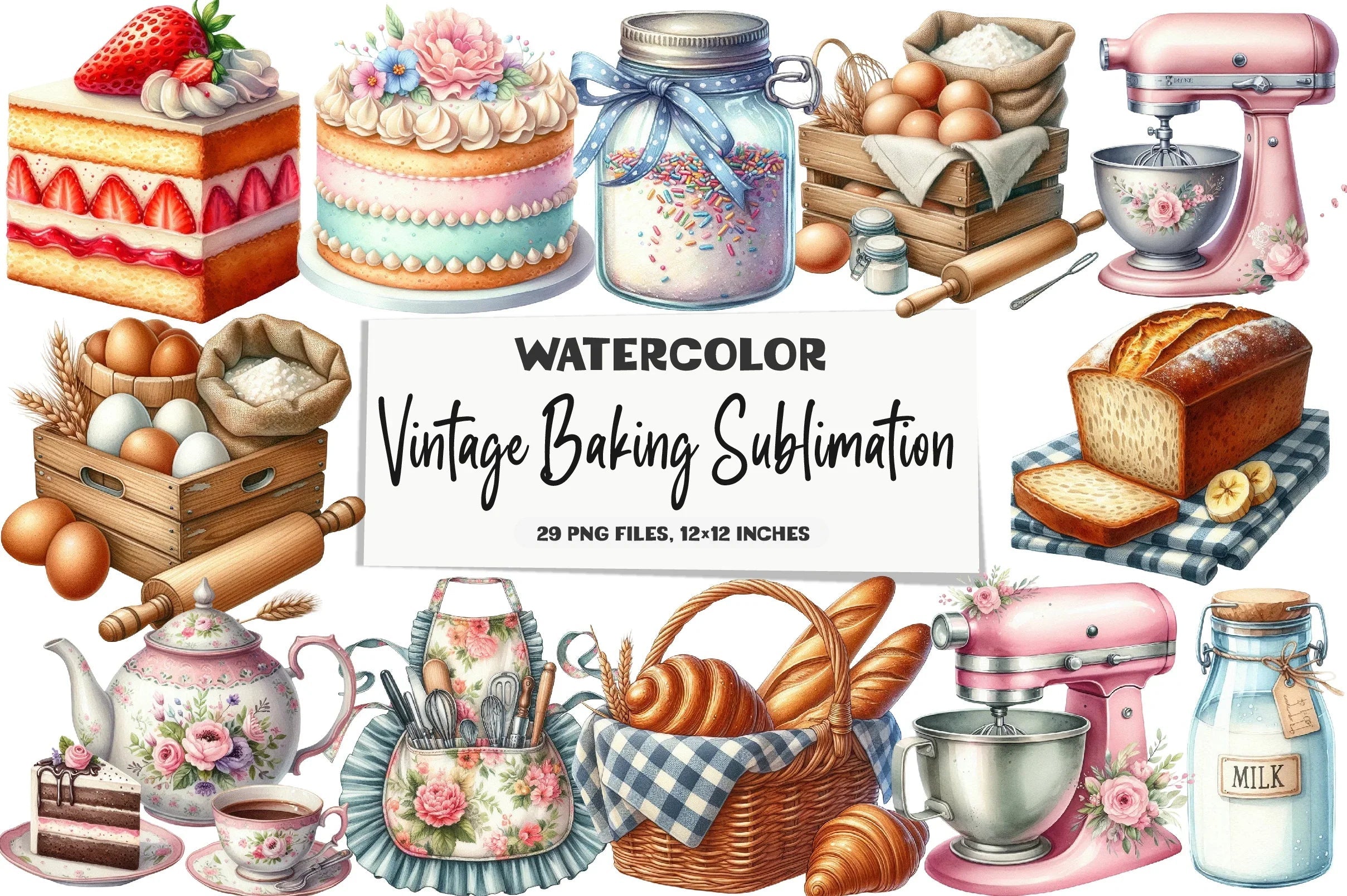 Vintage Baking Clipart Bundle - CraftNest - Digital Crafting and Art