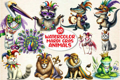 Mardi Gras Animal Clipart Bundle - CraftNest - Digital Crafting and Art