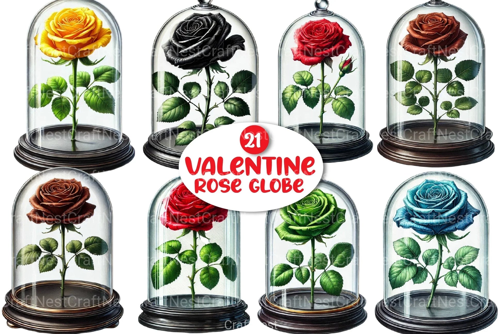 Valentine Rose Globe Clipart Bundle - CraftNest - Digital Crafting and Art
