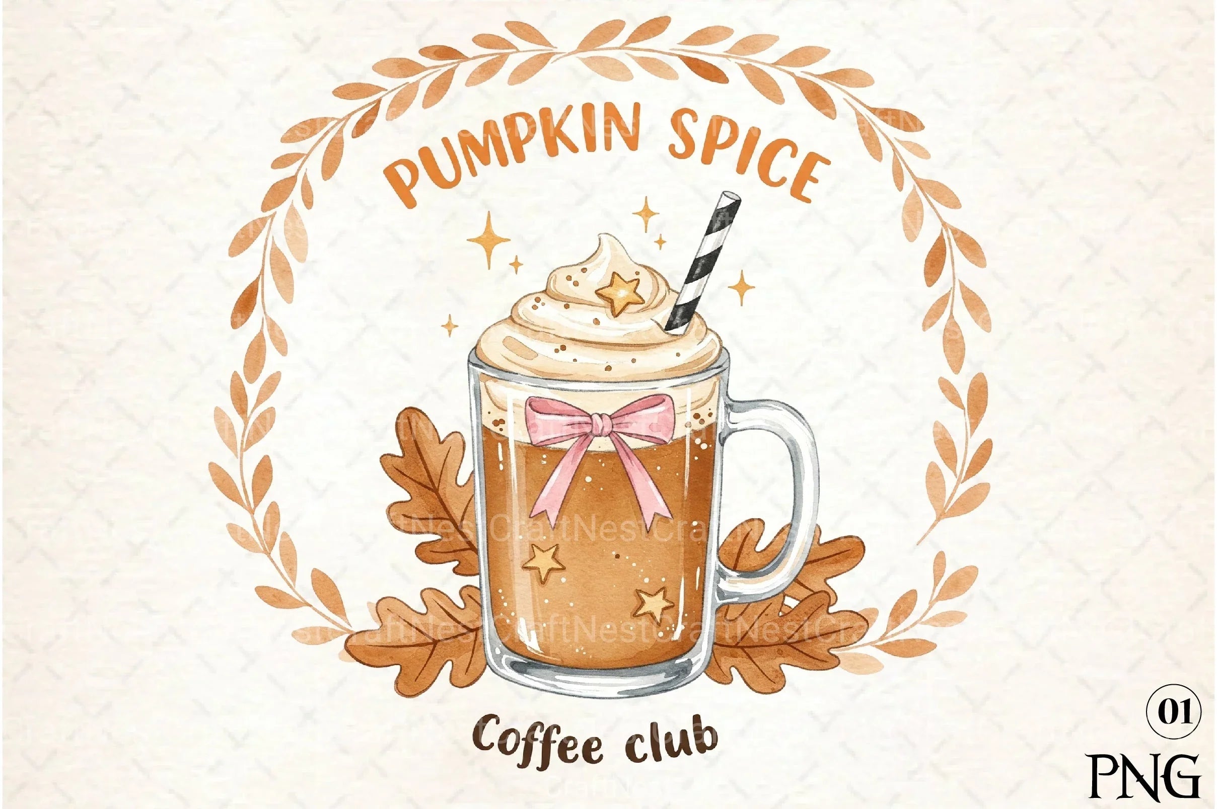 Pumpkin Spice Coffee Club Clipart Bundle - CraftNest - Digital Crafting and Art