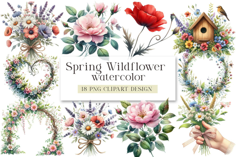 Spring Wildflower Clipart Bundle - CraftNest - Digital Crafting and Art